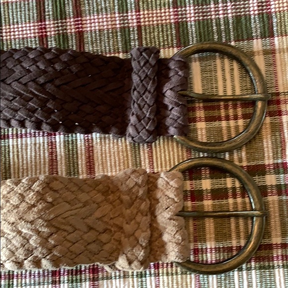 Lot of 2 Faux Suede Belts Brown & Tan - Picture 2 of 8